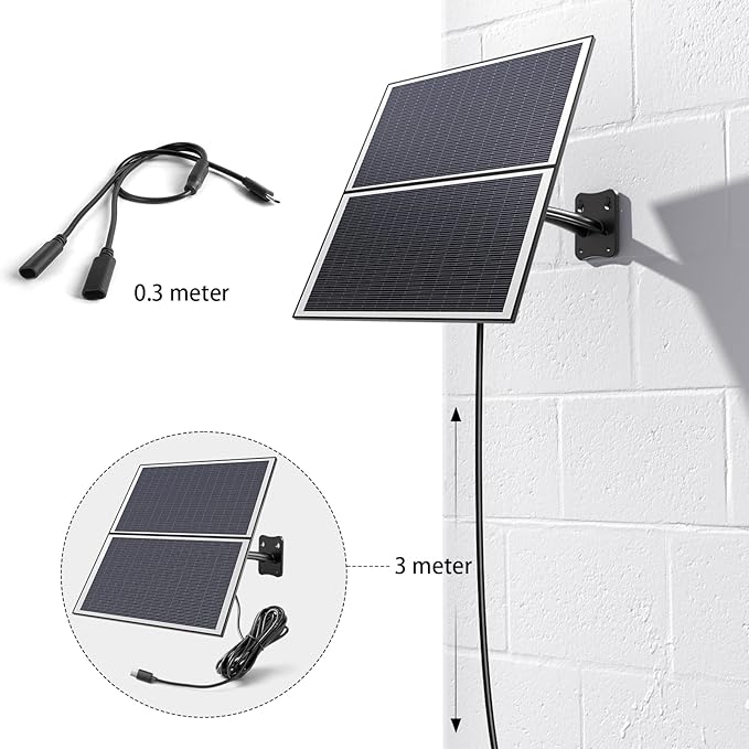 20W Solar Panel for Battery Security Cameras | Type-C cable (3 Meters) - Image 3