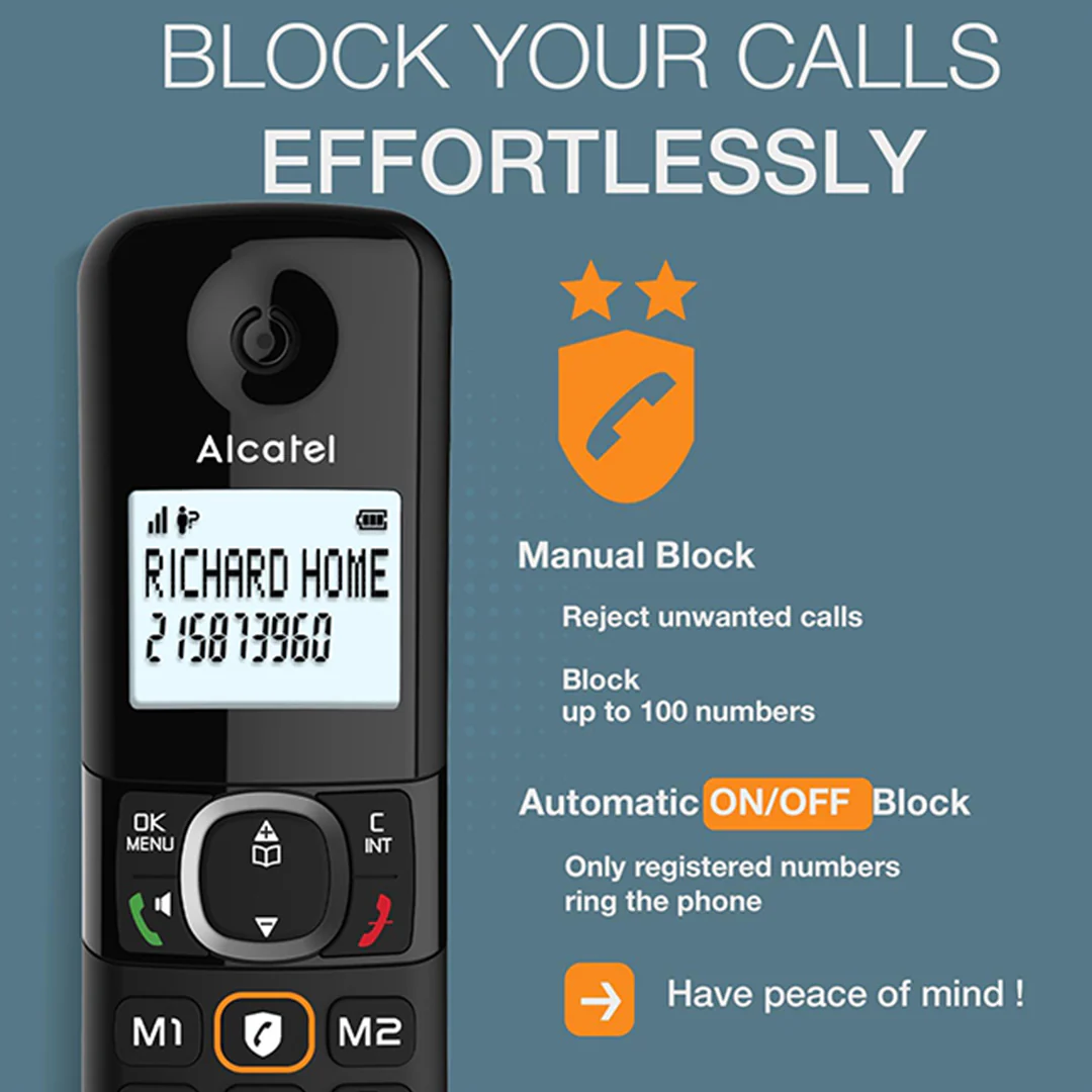 Alcatel F860 Duo Twin Pack Cordless Phones with Call Block | Black - Image 5