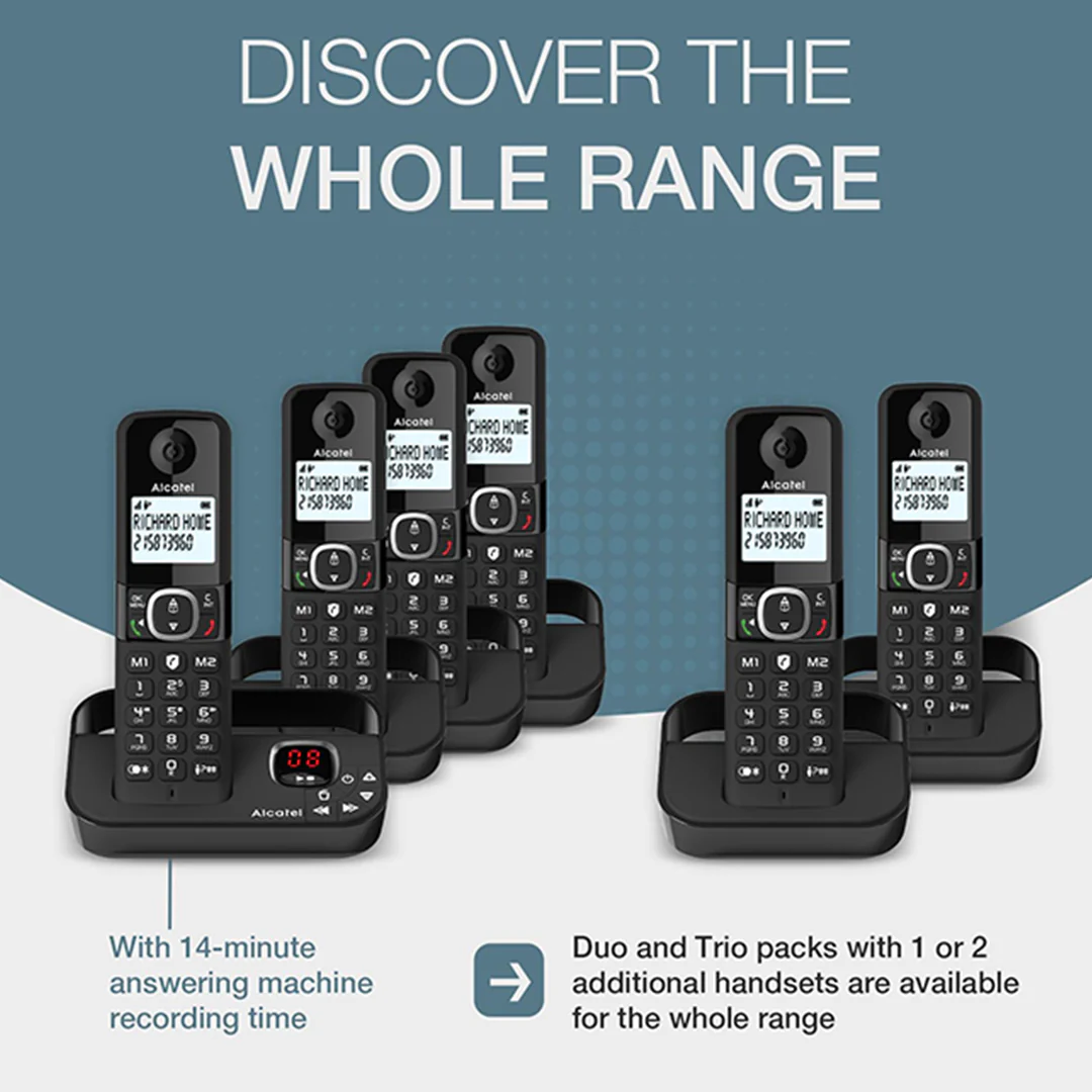 Alcatel F860 Duo Twin Pack Cordless Phones with Call Block | Black - Image 6
