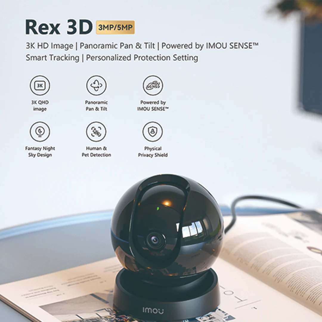 IMOU Rex 3D 2K Indoor Pan Tilt Smart Security Camera | Black - Image 7