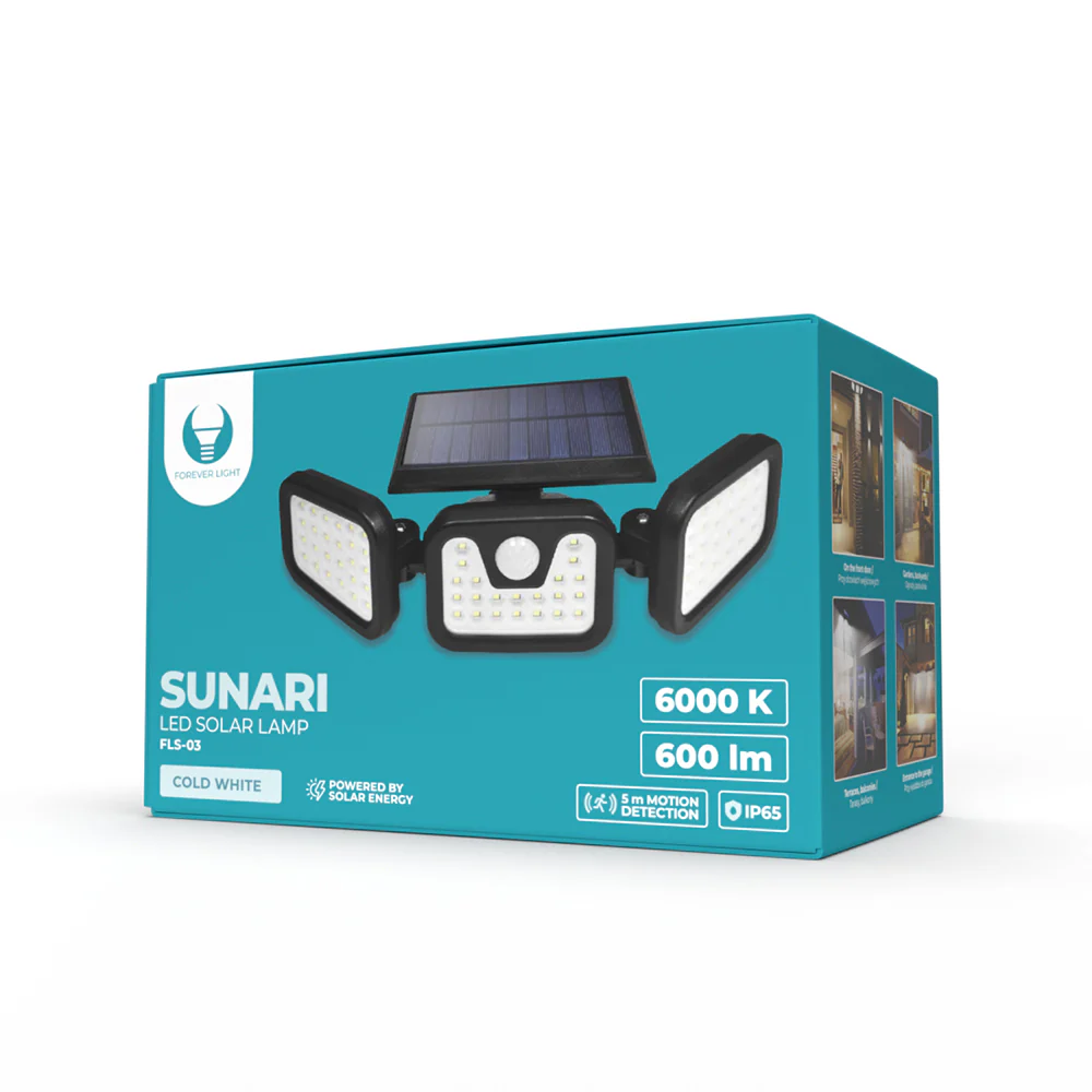 SUNARI Outdoor Solar Light | 3 Panel LED Lamp with PIR Motion Sensor - Image 4